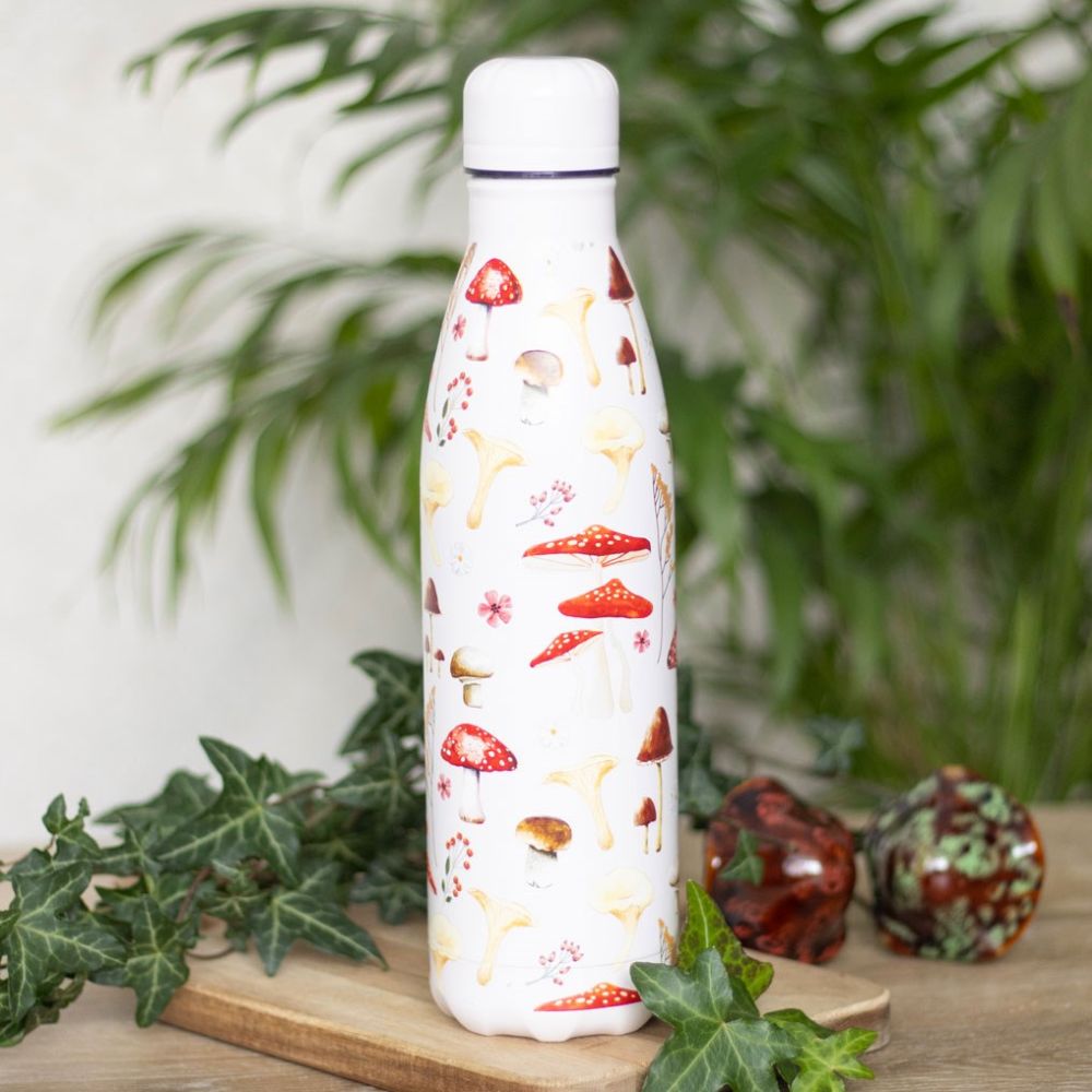 Something Different - All Over Mushroom Print Metal Waterfles - Multicolours